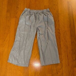 Ecupper Wide Leg Linen Blend Gray Pants for Women Size 2XL.
